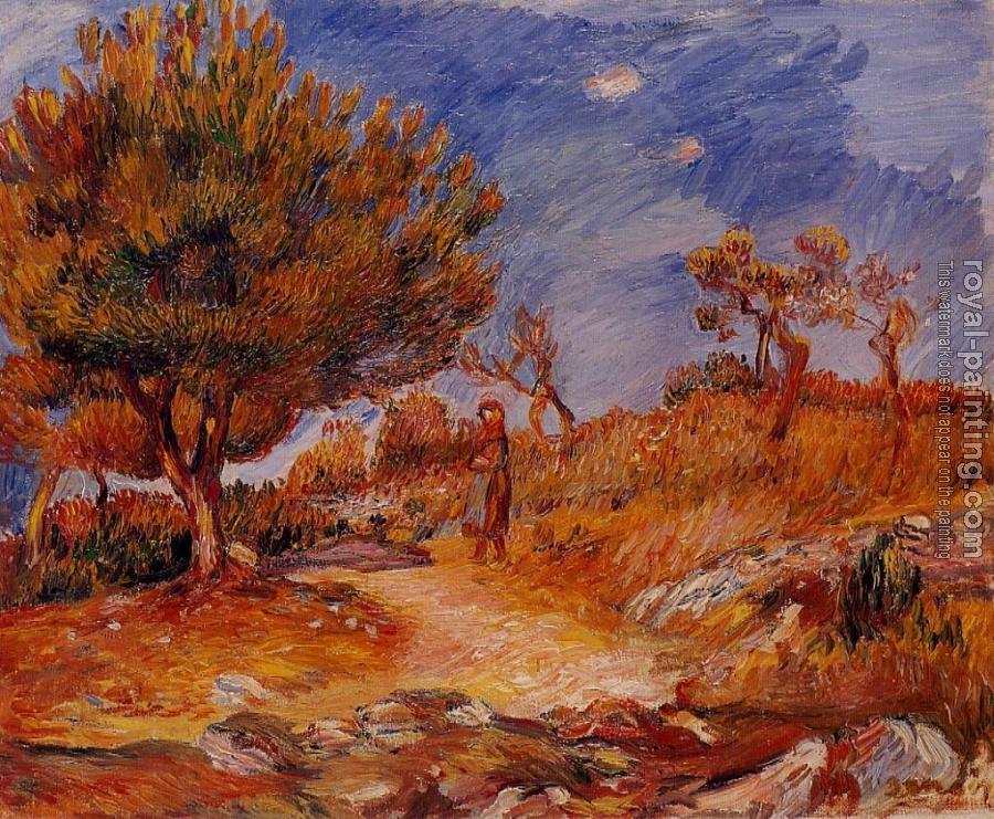Pierre Auguste Renoir : Landscape, Woman under a Tree